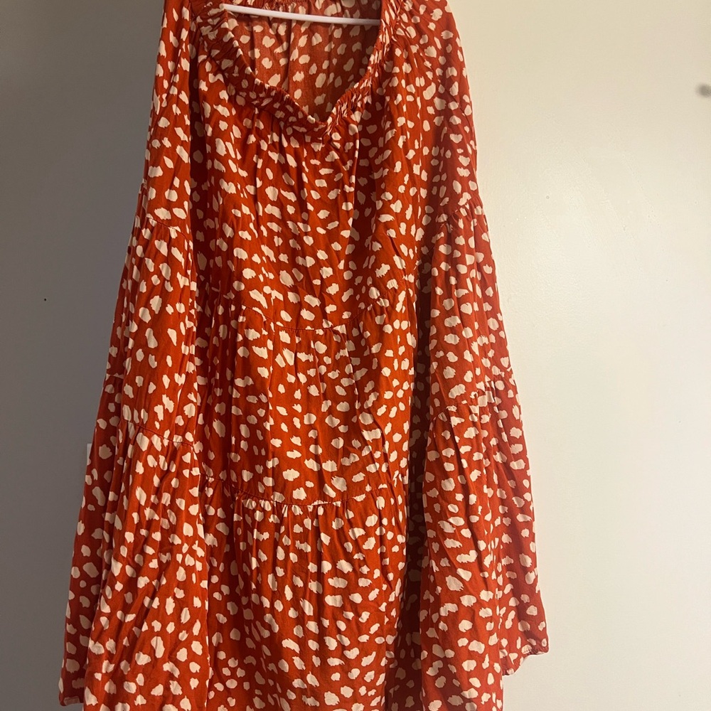 Rust Orange and White Polka Dot Skirt